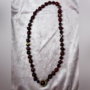 Elegant Red Beaded Necklace with Gold Accent by Vogue